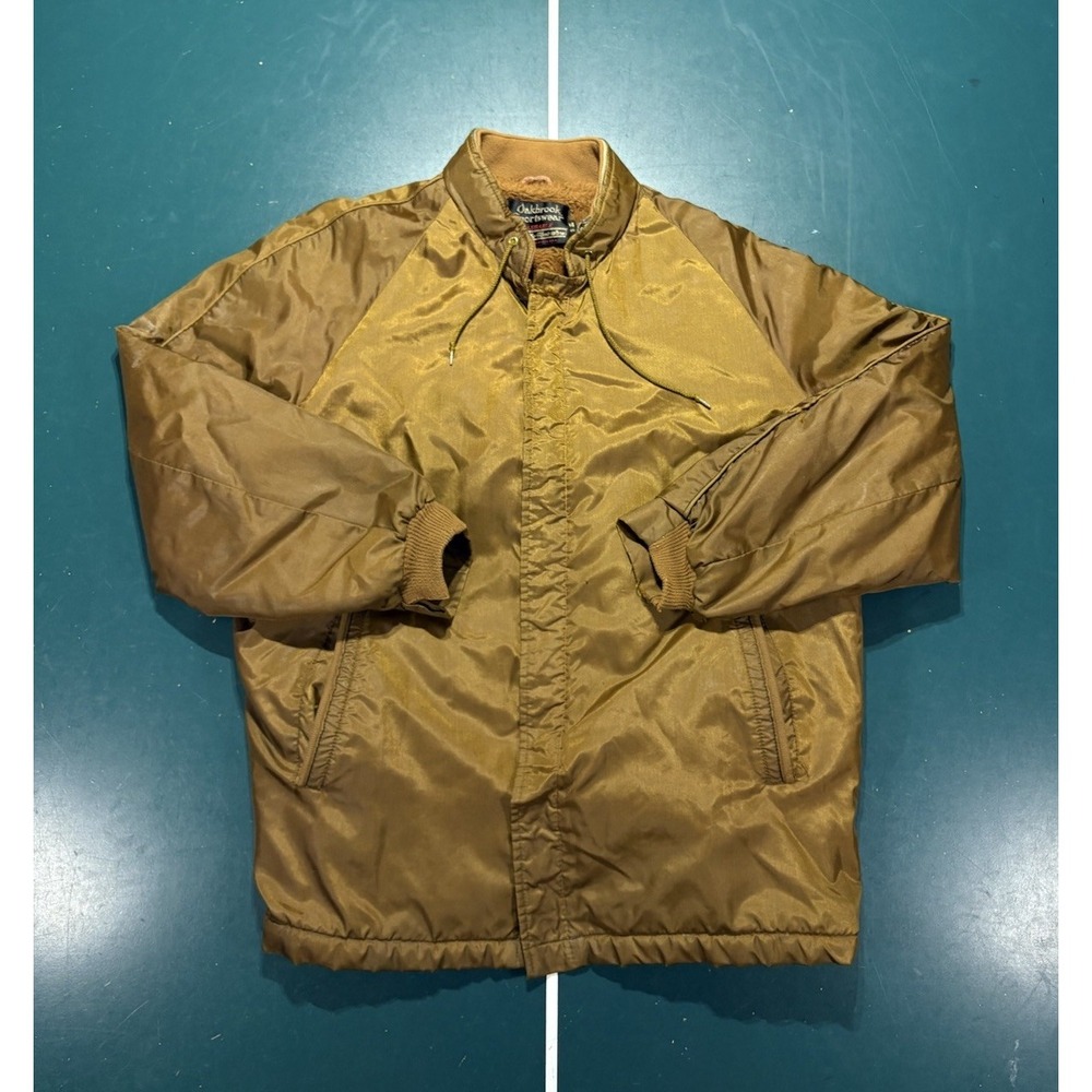 VTG 60s Sears Oakbrook Sportswear Gold Bomber Jacket Sherpa Fleece Lined Sz 44